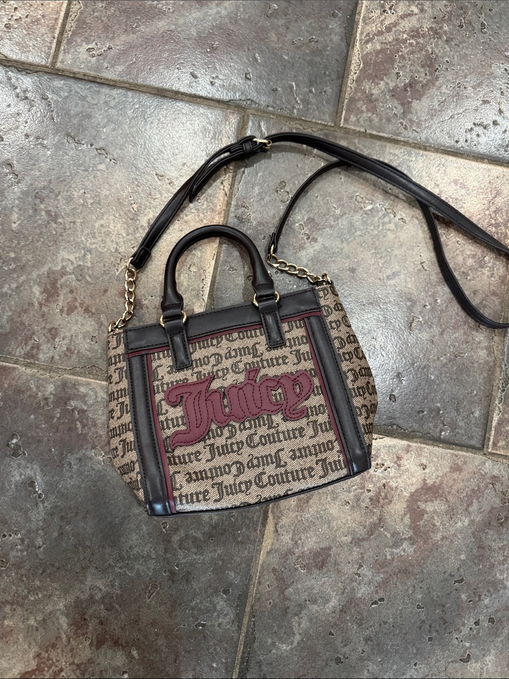 JUICY COUTURE Bag Paparazzi Crossbody Tote Bag , Dark Brown